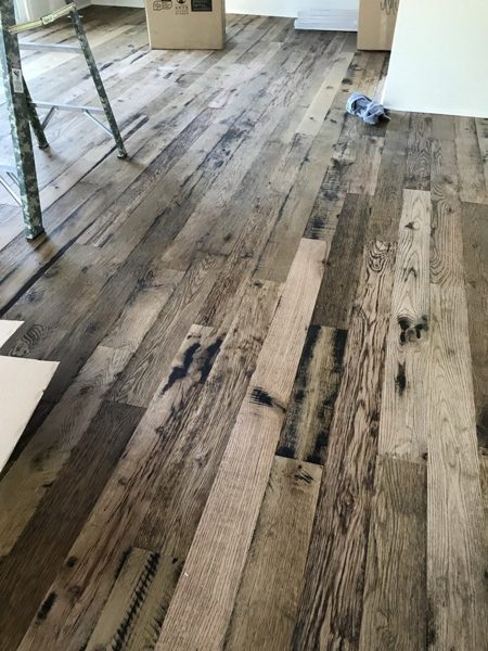 Reclaimed wood floor installed — Topanga, 2018