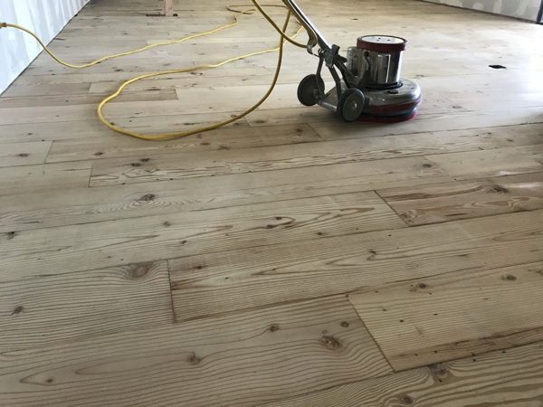 Floor buffing between sanding passes — Malibu, 2019